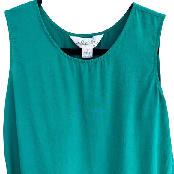 Angela Tong Womens Silk Sleeveless Lightweight Minimalist Green Blouse Top 6 - Picture 2 of 8